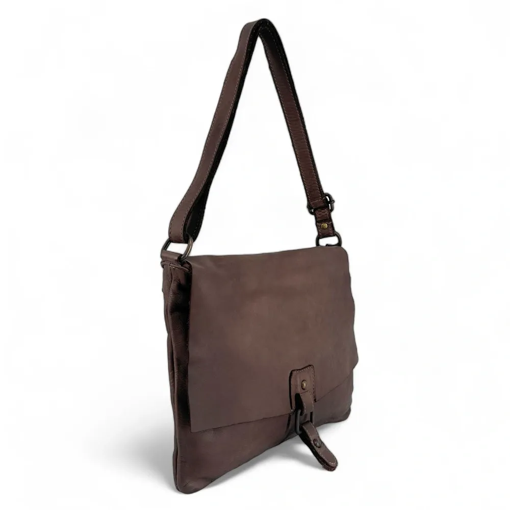 Sac besace à bandoulière en cuir vintage MISS COQUETTE Taupe foncé - Image 5