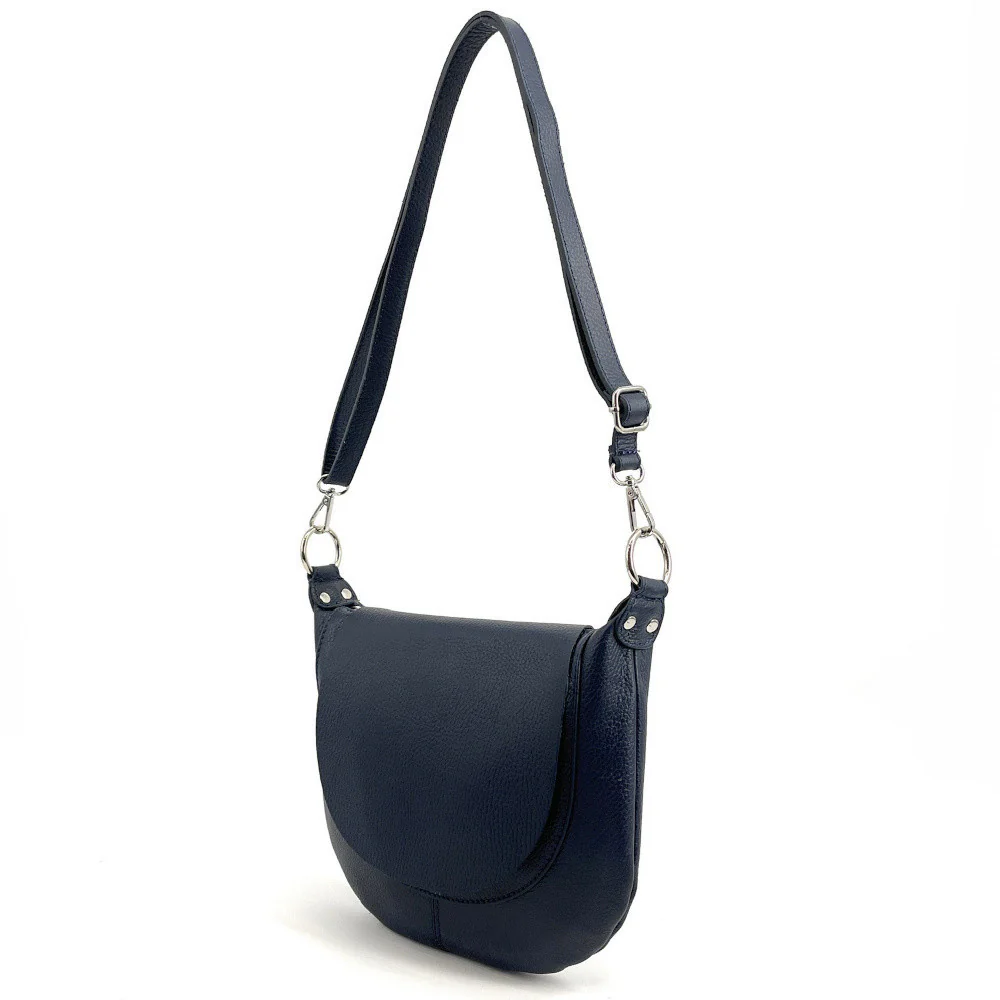 Sac besace à bandoulière en cuir grainé NEW CITIZEN Bleu marine - Image 3