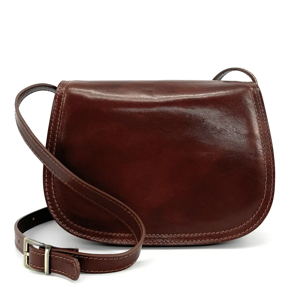 Sac bandoulière en cuir lisse SPENCER Châtaigne - Image 3