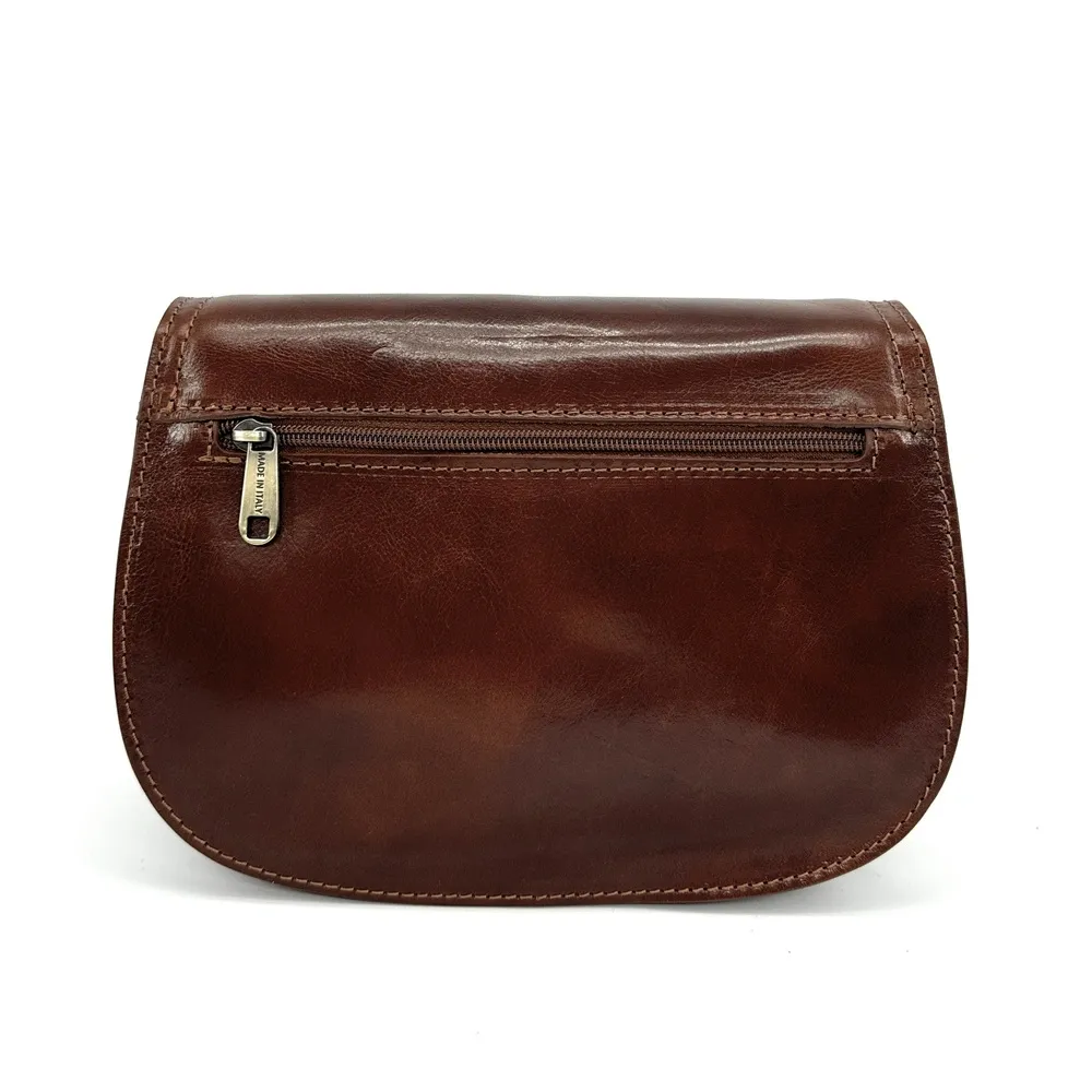 Sac bandoulière en cuir lisse SPENCER Châtaigne - Image 4