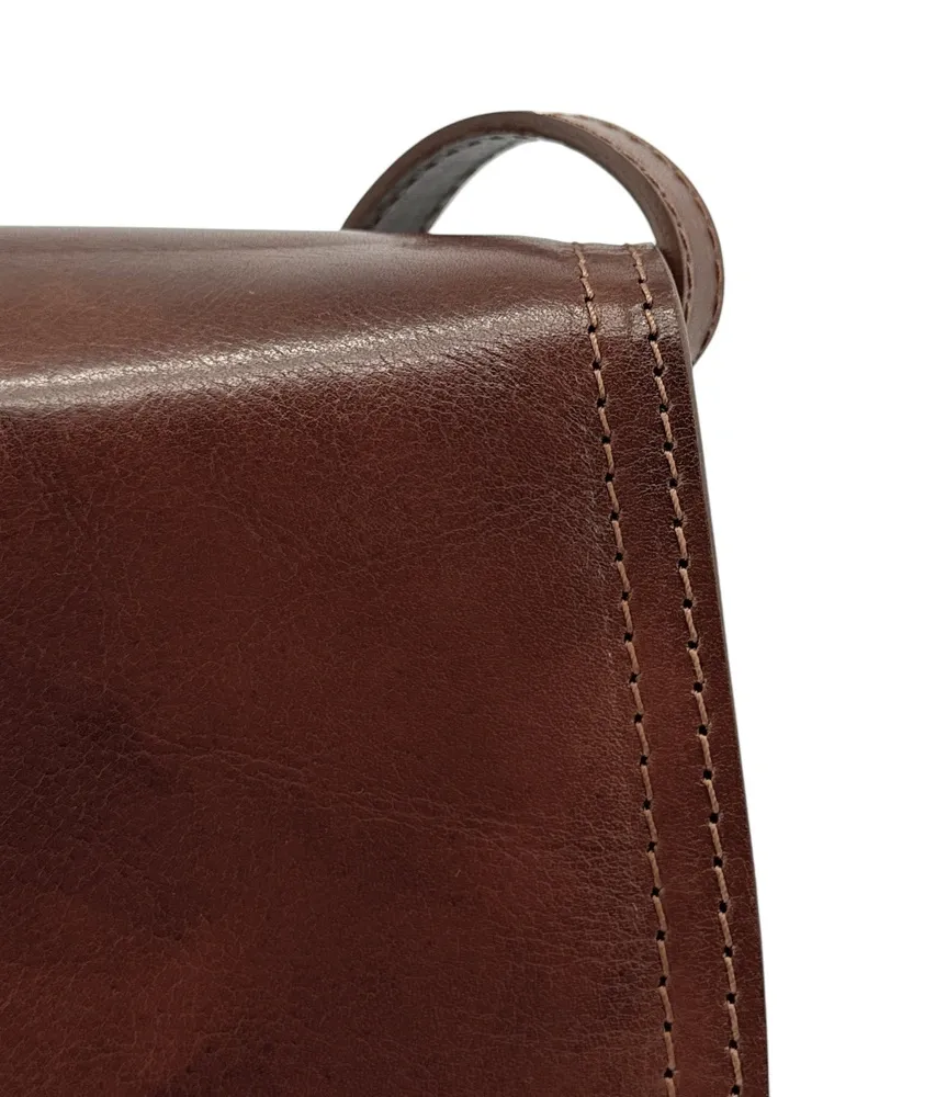 Sac bandoulière en cuir lisse SPENCER Châtaigne - Image 6