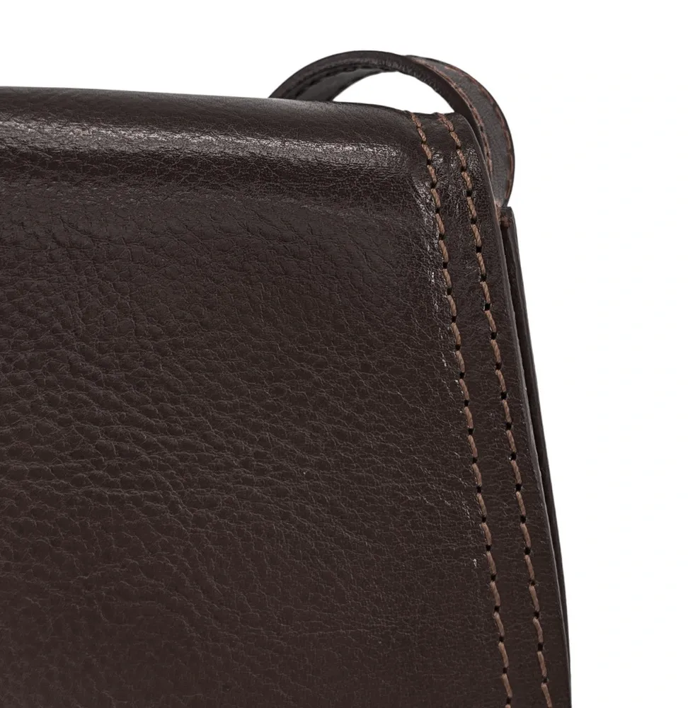 Sac bandoulière en cuir lisse SPENCER Chocolat - Image 6
