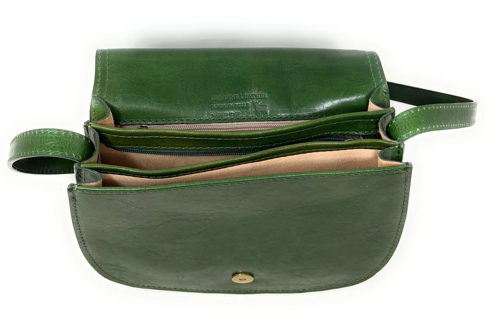 Sac bandoulière en cuir lisse SPENCER Kaki - Image 4