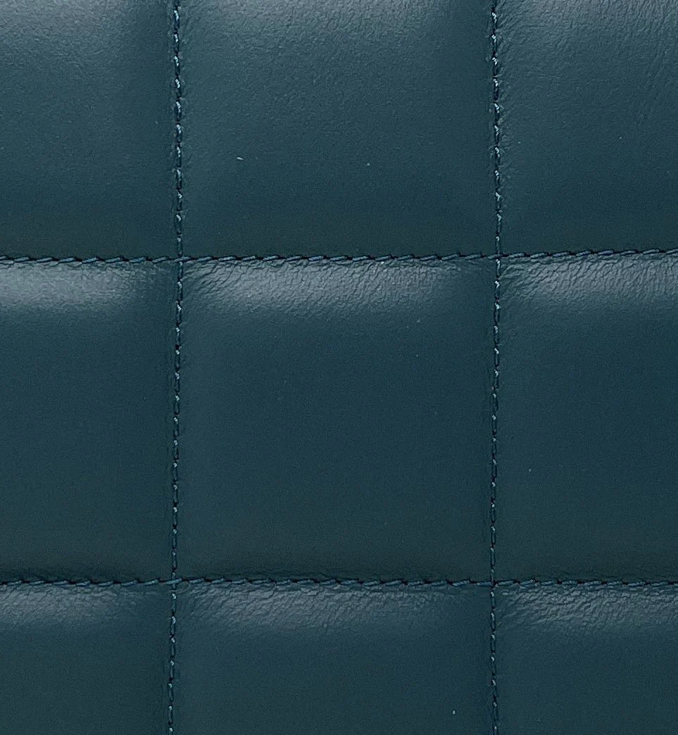Sac french stick en cuir lisse matelassé TIME SQUARE Bleu vert canard - Image 6