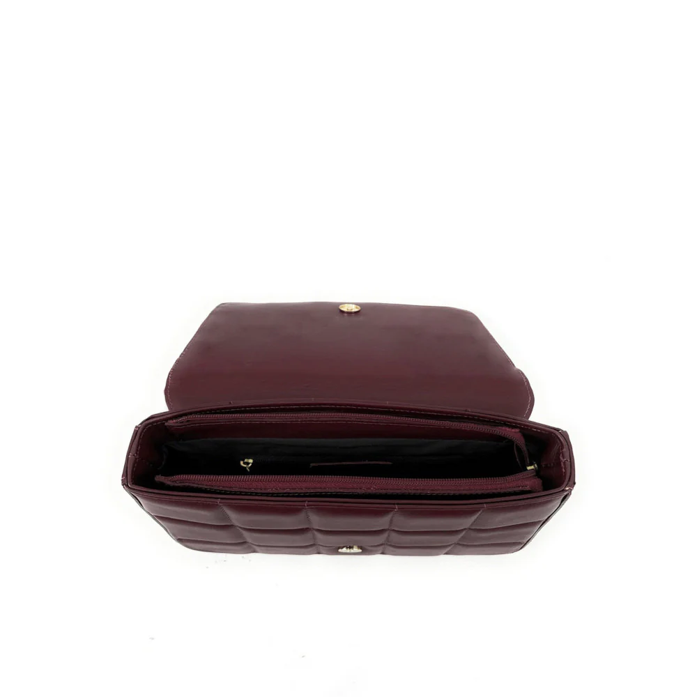 Sac french stick en cuir lisse matelassé TIME SQUARE Bordeaux - Image 7