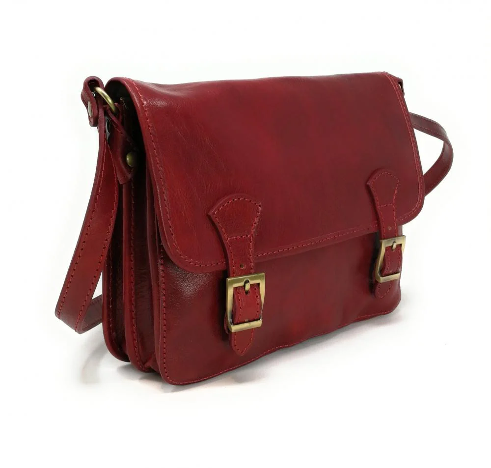 Sac bandoulière en cuir lisse NIAGARA Rouge foncé - Image 2