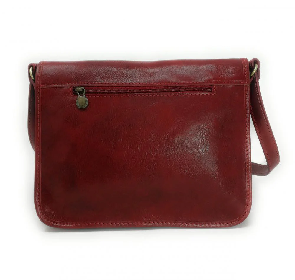 Sac bandoulière en cuir lisse NIAGARA Rouge foncé - Image 3