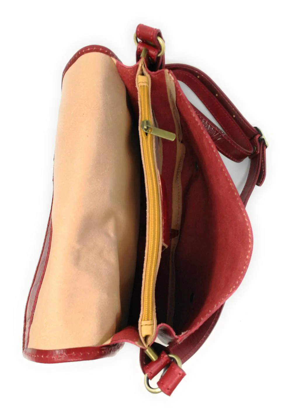 Sac bandoulière en cuir lisse NIAGARA Rouge foncé - Image 5