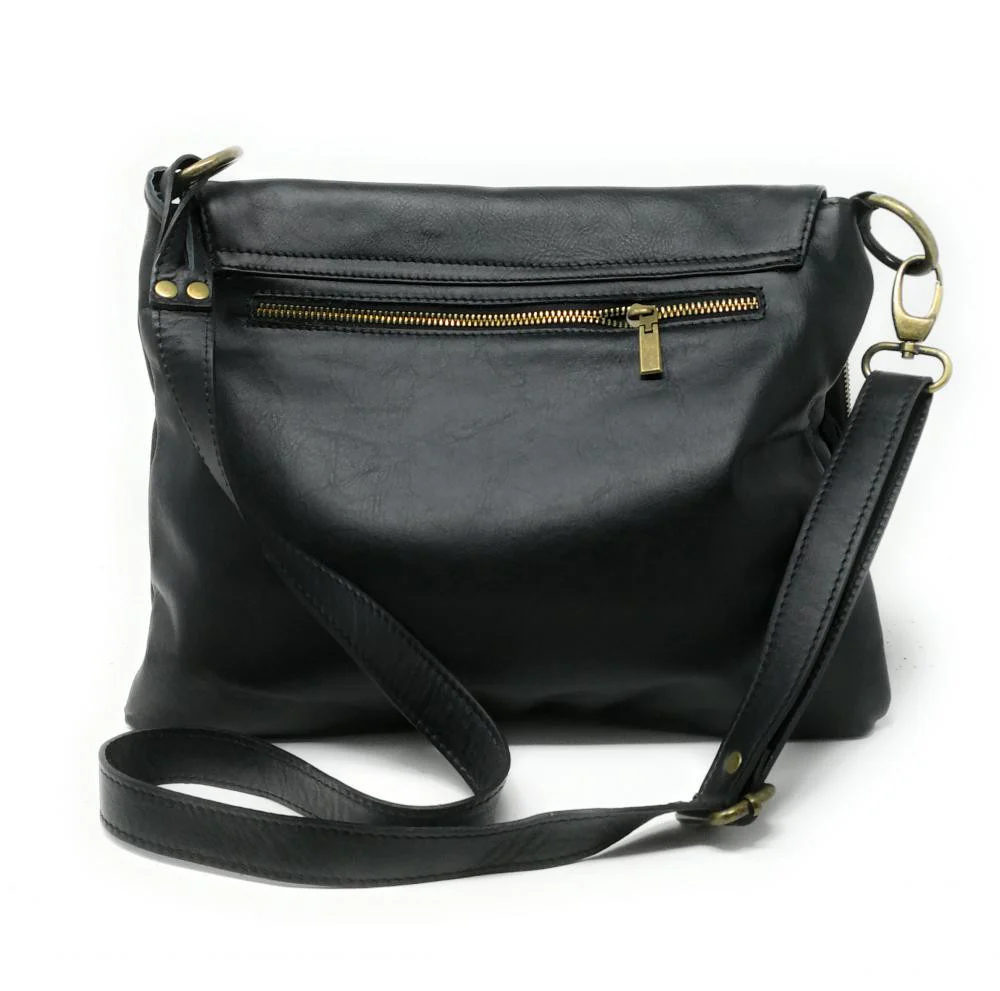 Sac bandoulière en cuir lisse AVRIL Noir - Image 2