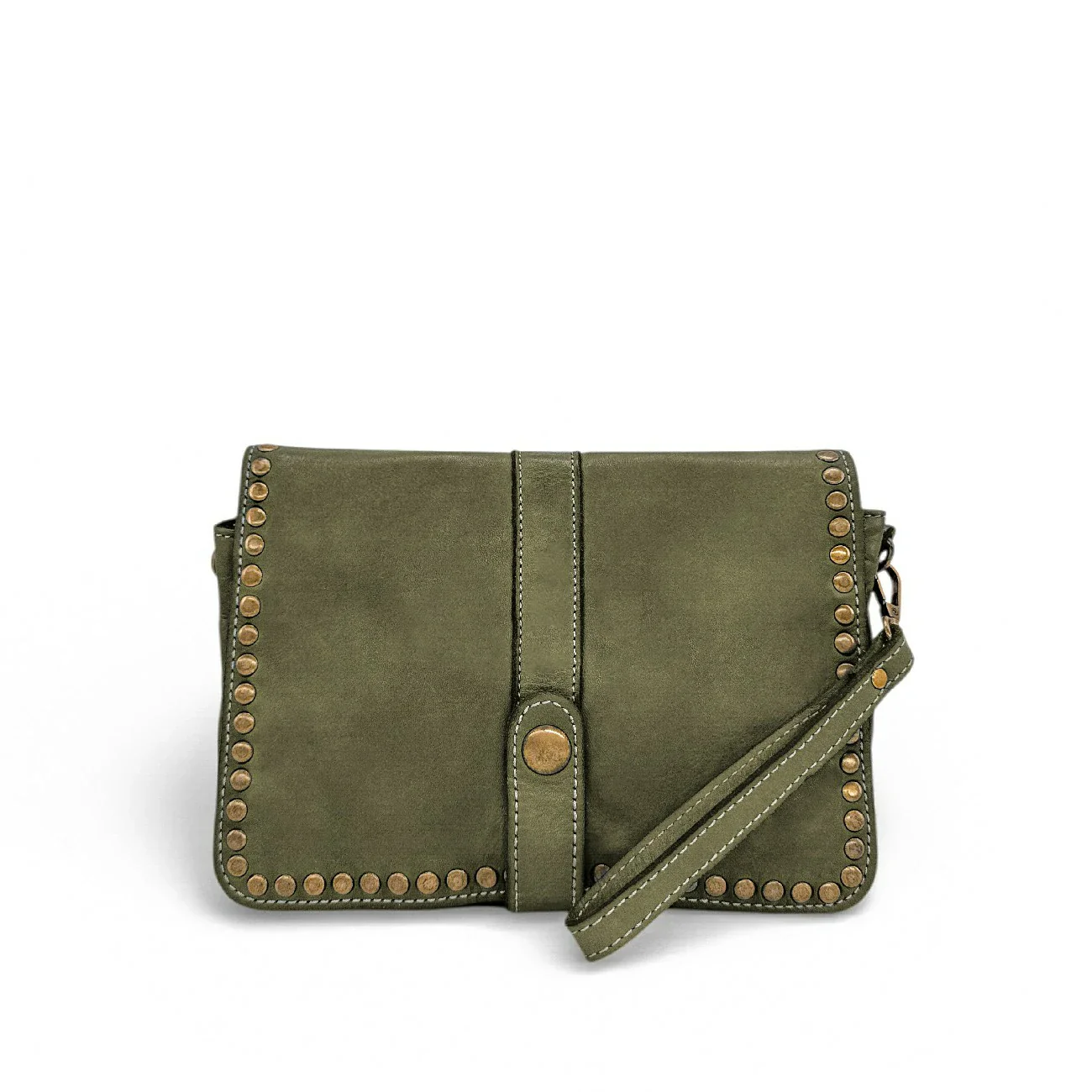 Sac besace à bandoulière en cuir vintage MISS SHAN Vert olive - Image 6