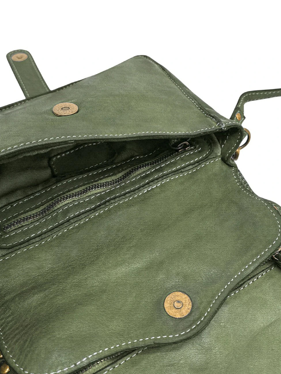 Sac besace à bandoulière en cuir vintage MISS SHAN Vert olive - Image 7