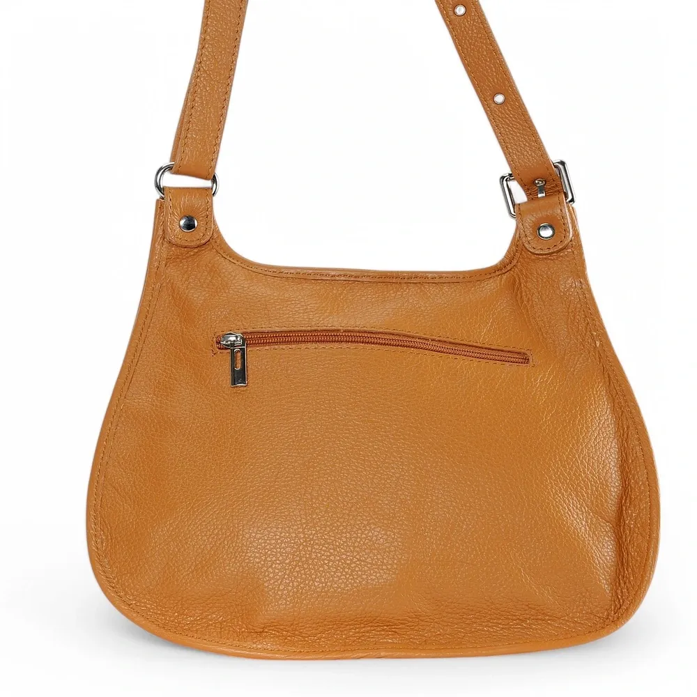 Sac besace bandoulière en cuir grainé PETRA Camel - Image 3