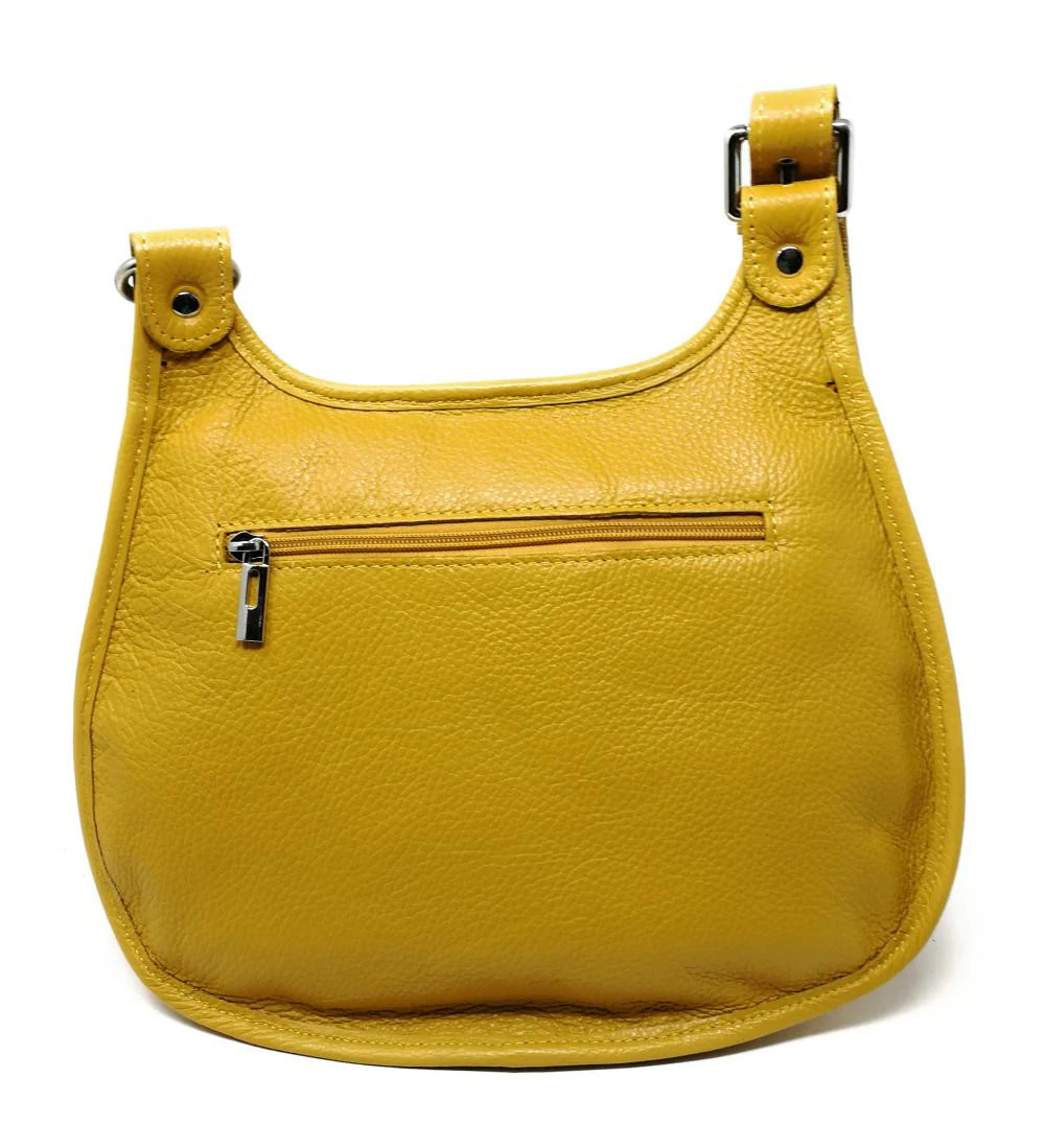 Sac besace bandoulière en cuir grainé PETRA Jaune Moutarde - Image 3