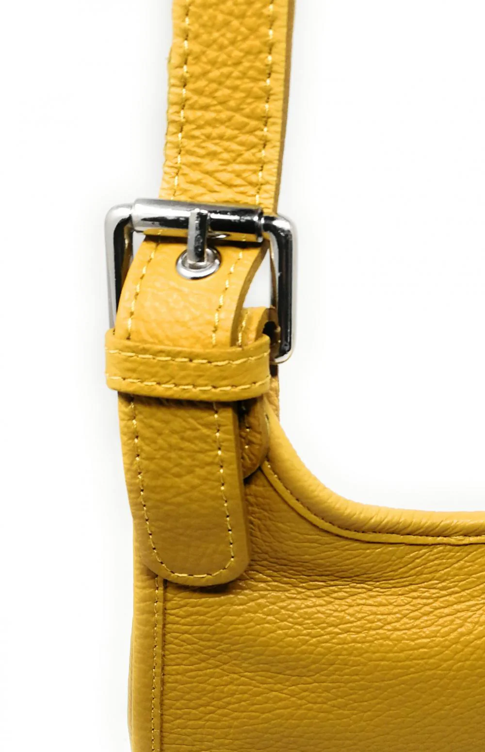 Sac besace bandoulière en cuir grainé PETRA Jaune Moutarde - Image 4