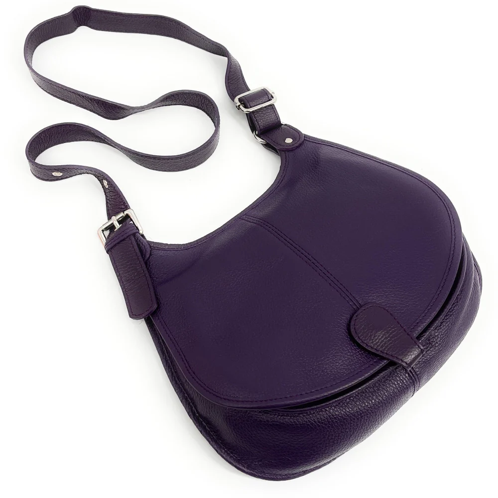 Sac besace bandoulière en cuir grainé PETRA Violet - Image 3