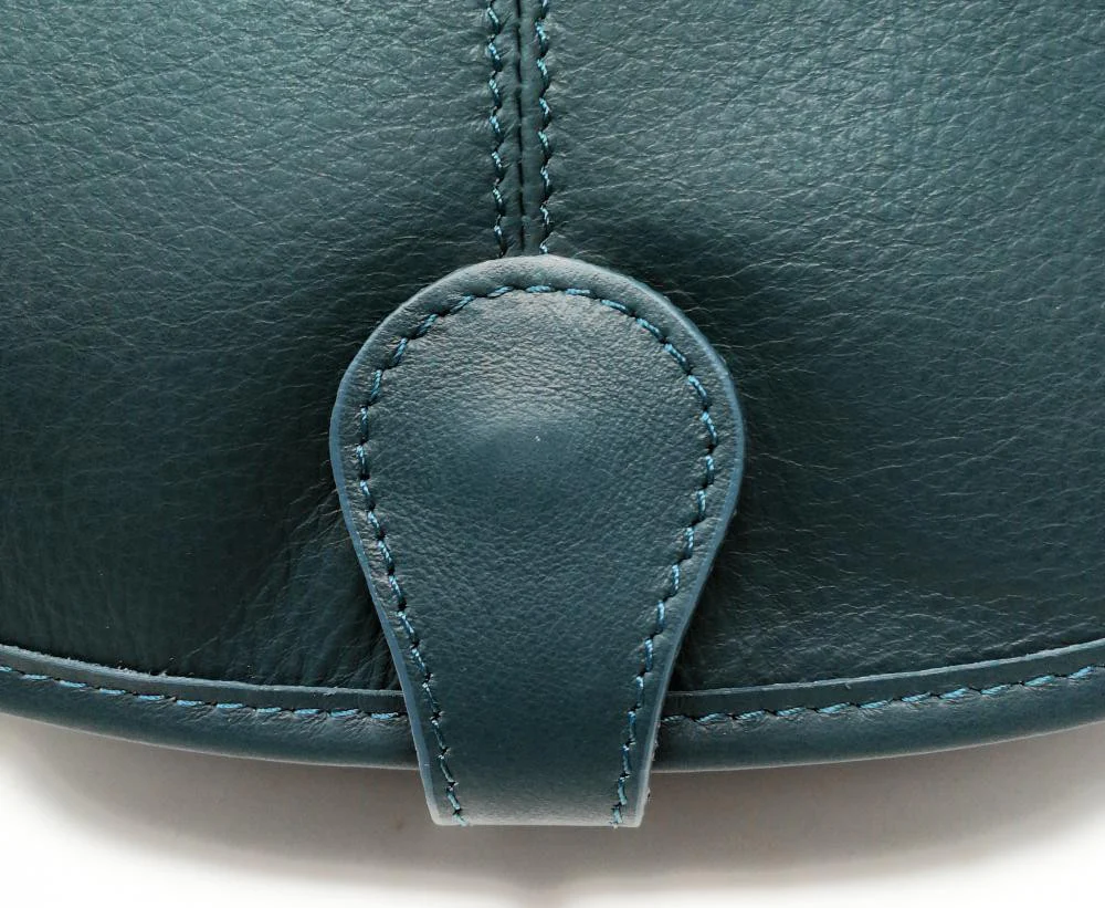 Sac besace cuir lisse CARTOUCHIERE Bleu vert canard - Image 3