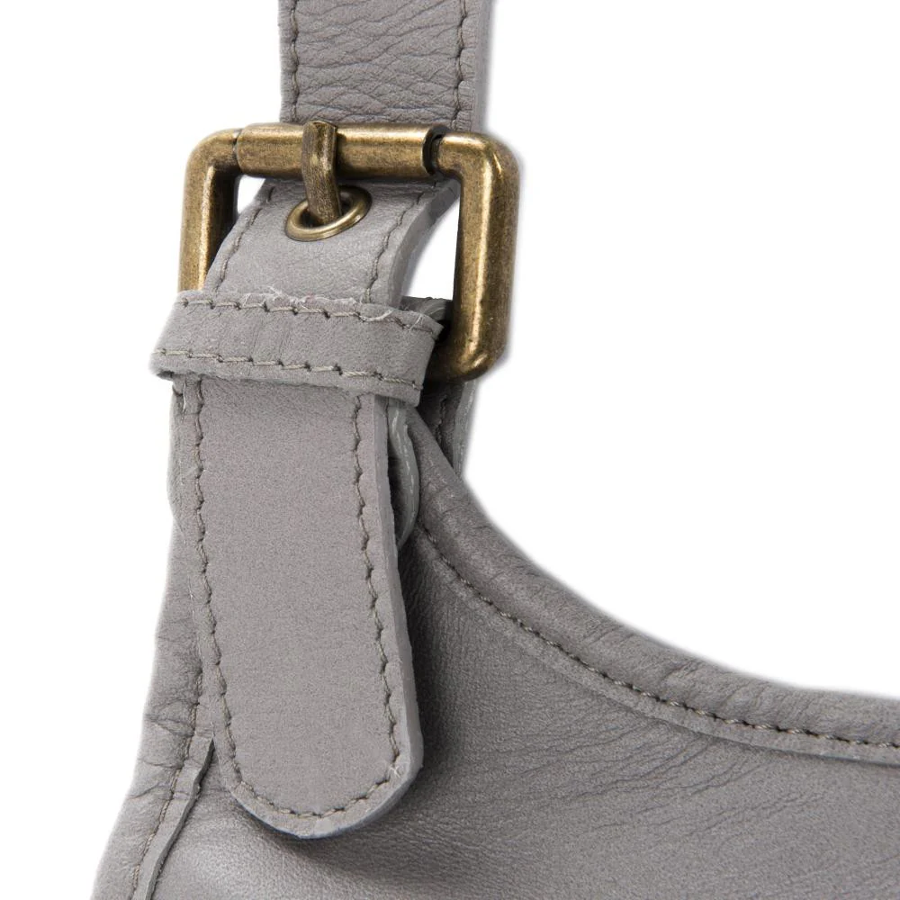 Sac besace cuir lisse CARTOUCHIERE Gris clair - Image 4