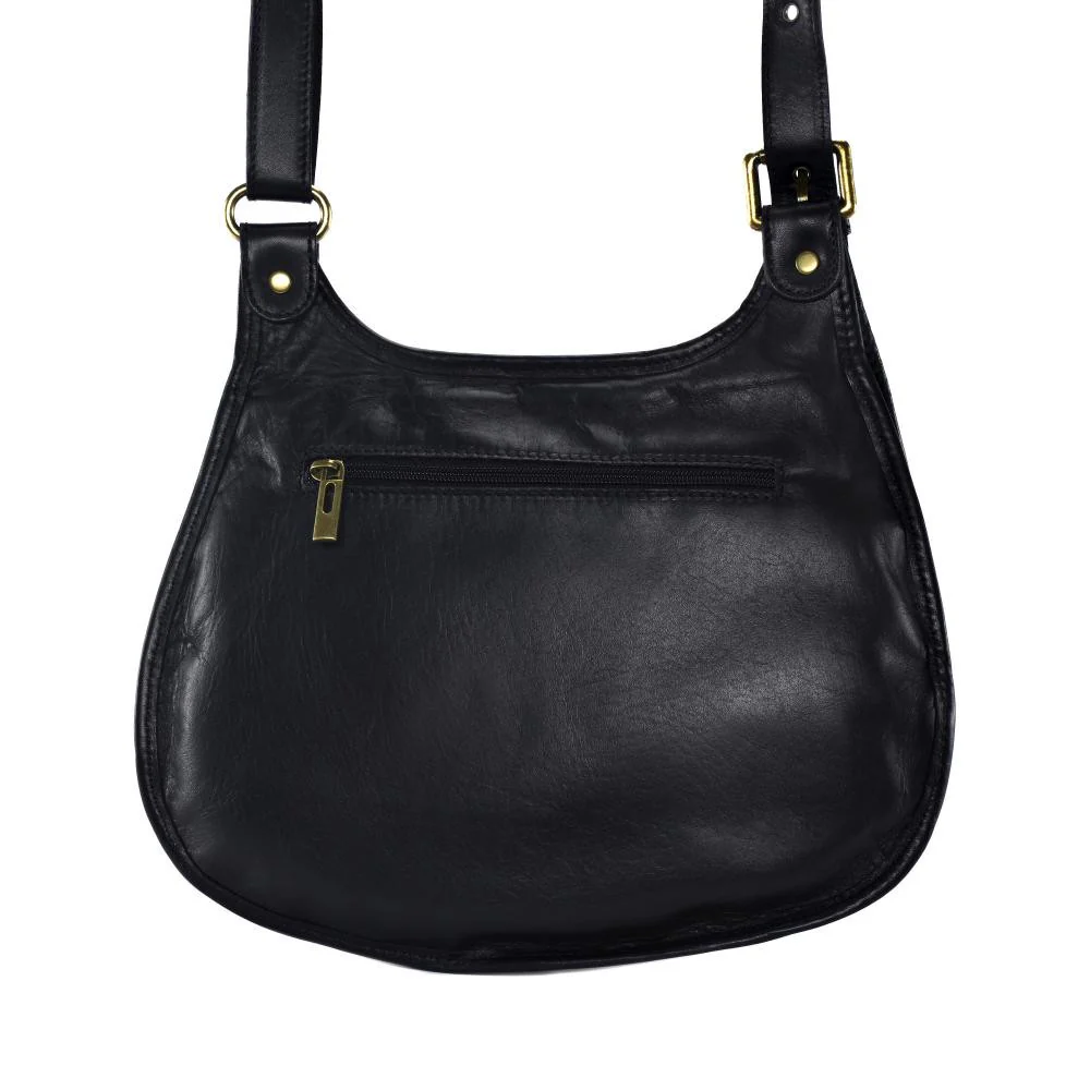 Sac besace cuir lisse CARTOUCHIERE Noir - Image 2