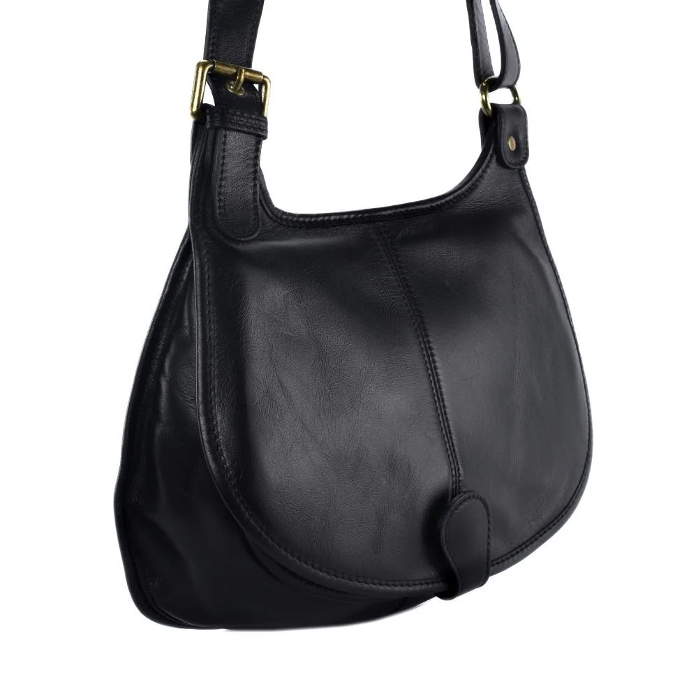 Sac besace cuir lisse CARTOUCHIERE Noir - Image 3
