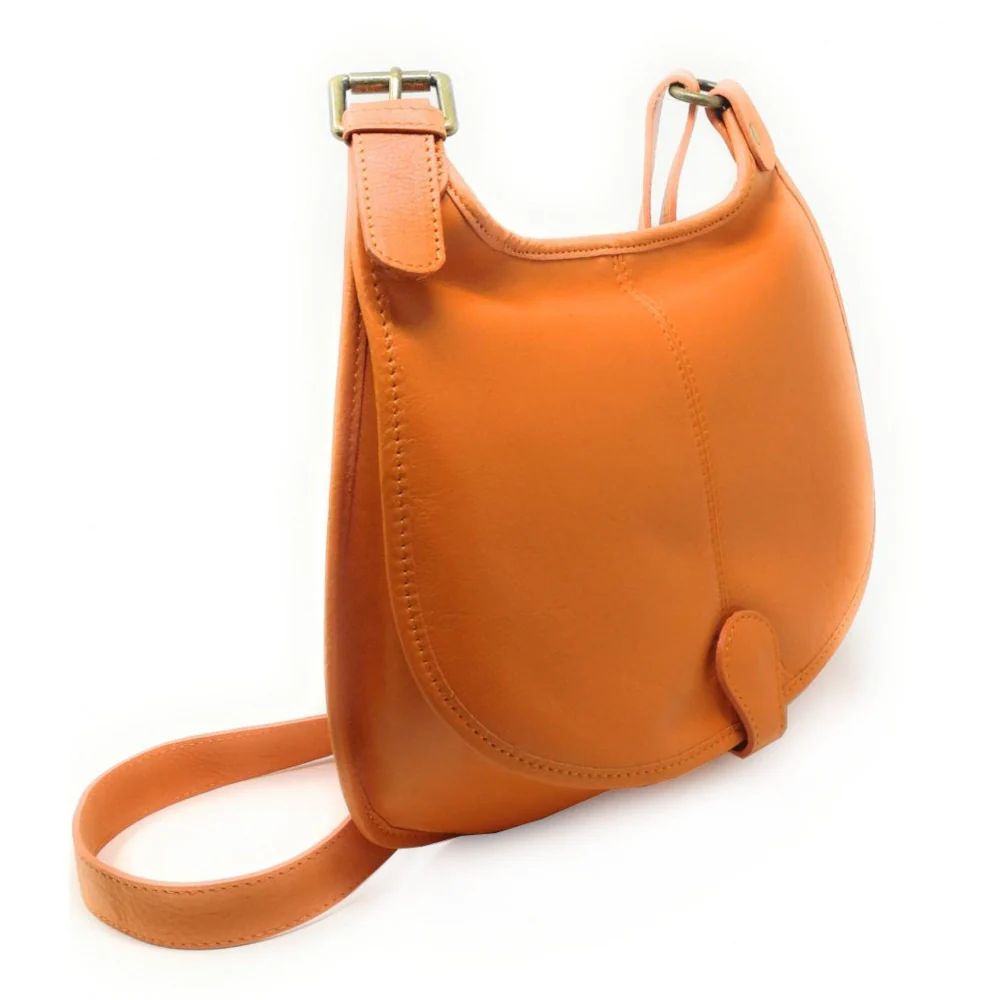 Sac besace cuir lisse CARTOUCHIERE Orange - Image 2