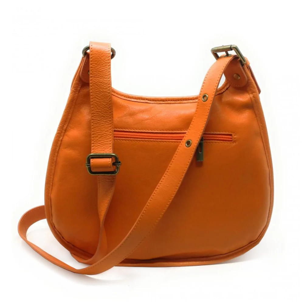 Sac besace cuir lisse CARTOUCHIERE Orange - Image 3