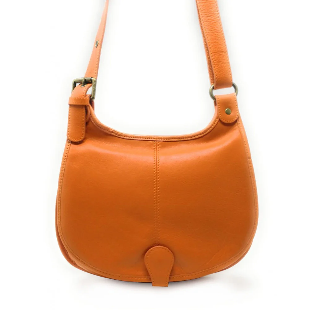 Sac besace cuir lisse CARTOUCHIERE Orange - Image 4