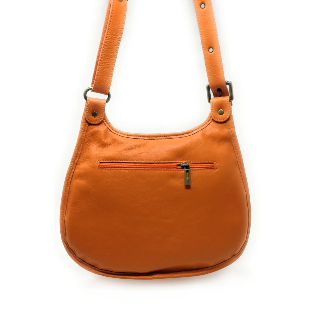 Sac besace cuir lisse CARTOUCHIERE Orange - Image 5