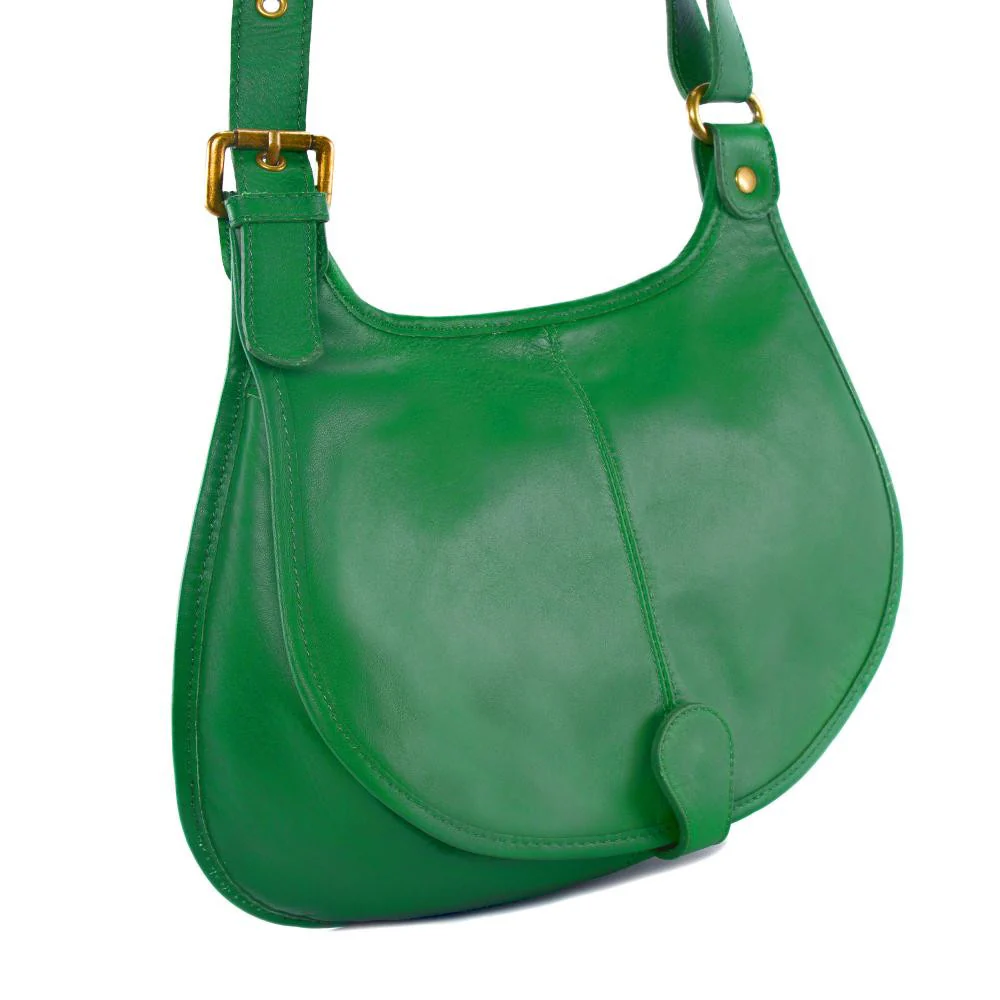 Sac besace cuir lisse CARTOUCHIERE Vert anglais - Image 3