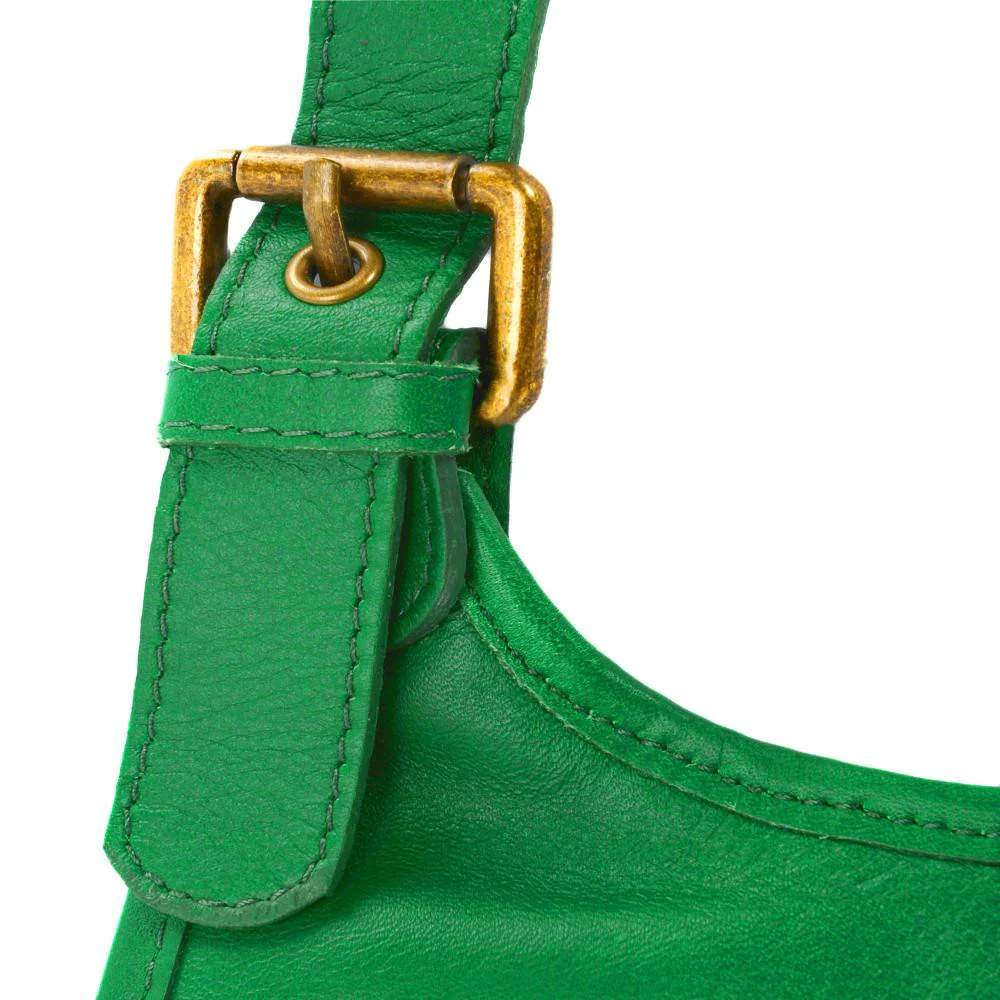 Sac besace cuir lisse CARTOUCHIERE Vert anglais - Image 4