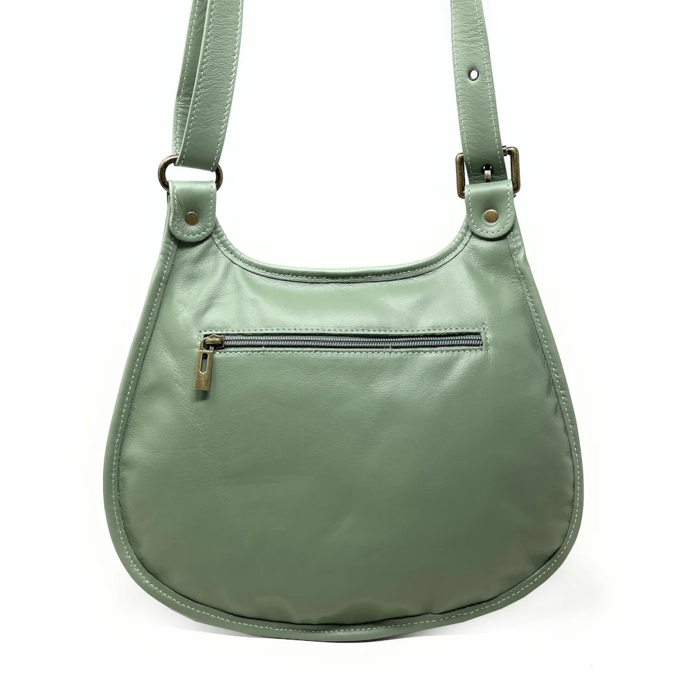Sac besace cuir lisse CARTOUCHIERE Vert pastel - Image 3