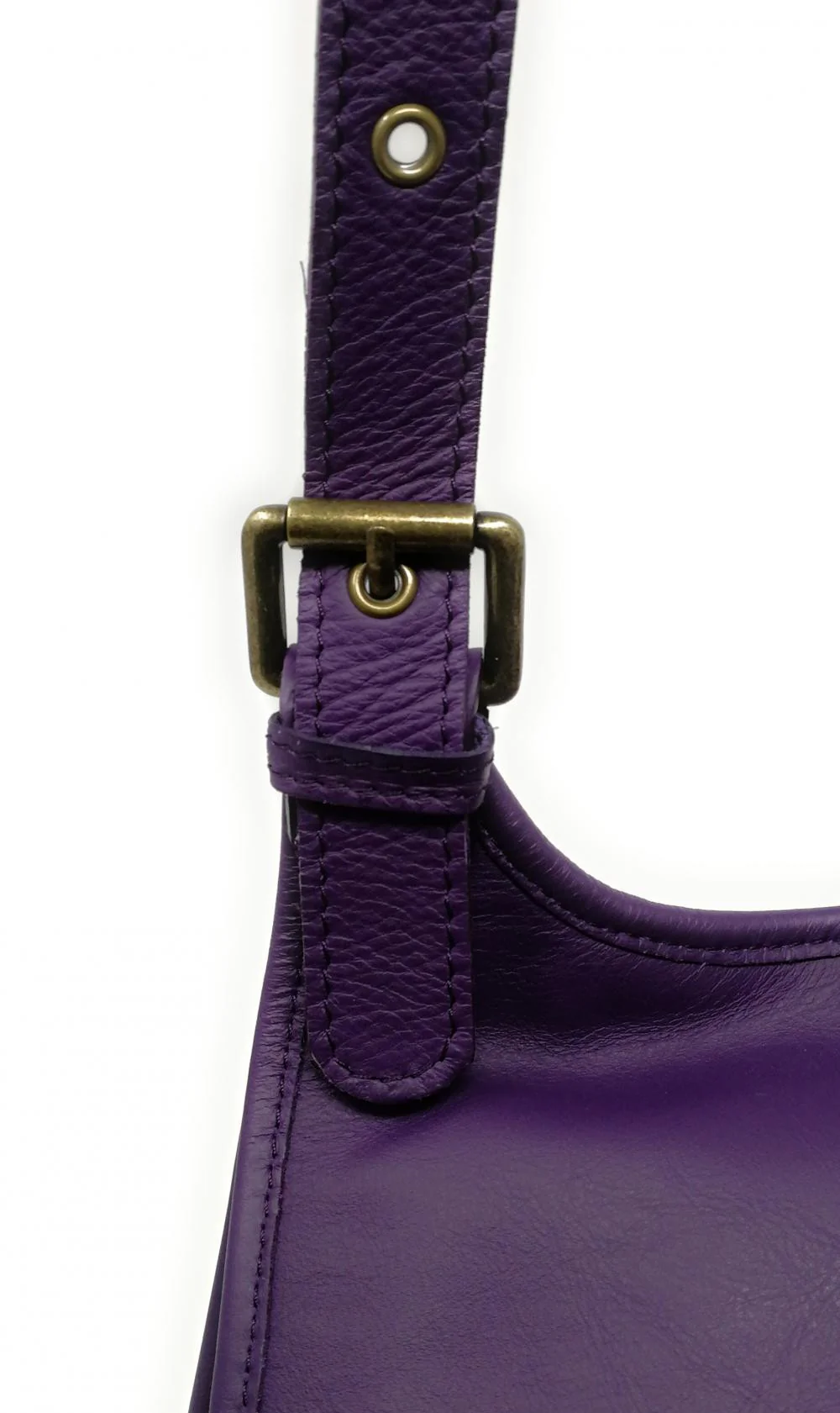 Sac besace cuir lisse CARTOUCHIERE Violet - Image 4