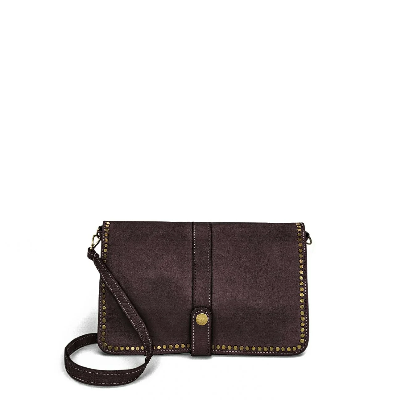 Sac besace en cuir vintage MISS K Marron Chocolat