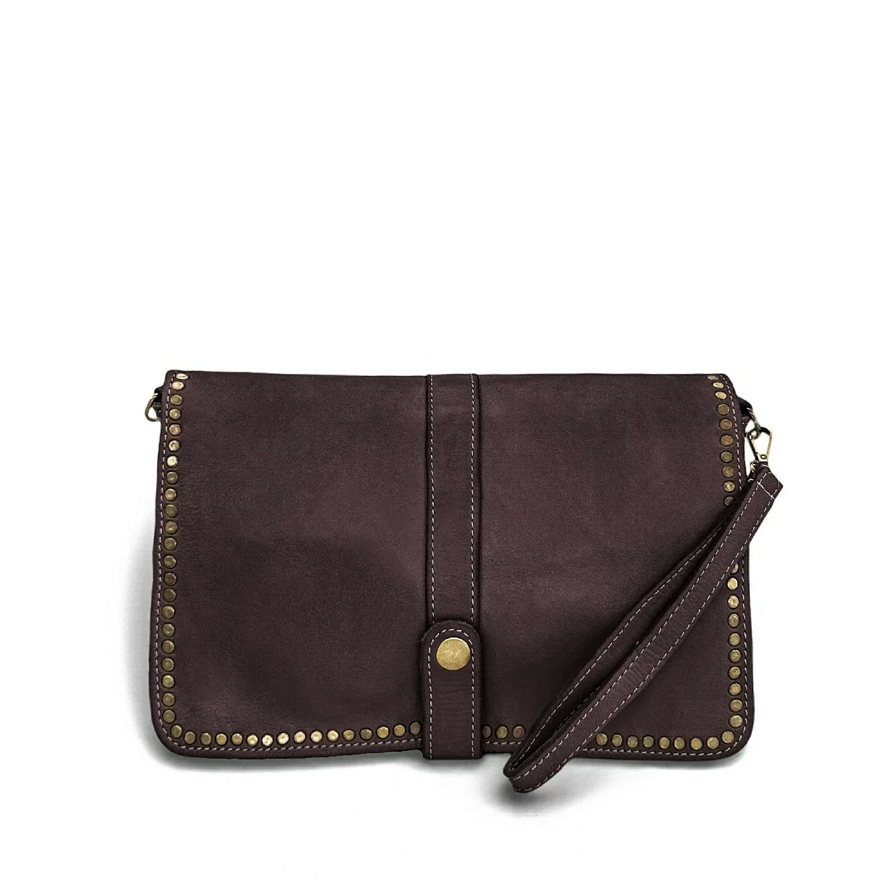 Sac besace en cuir vintage MISS K Marron Chocolat - Image 10