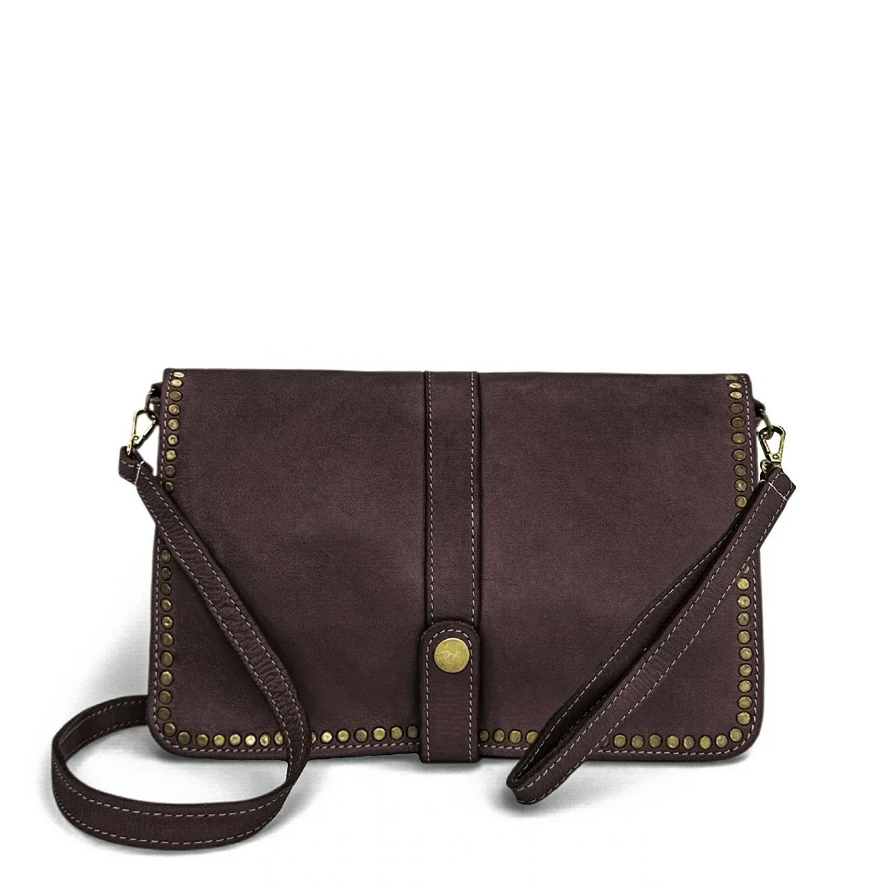 Sac besace en cuir vintage MISS K Marron Chocolat - Image 3