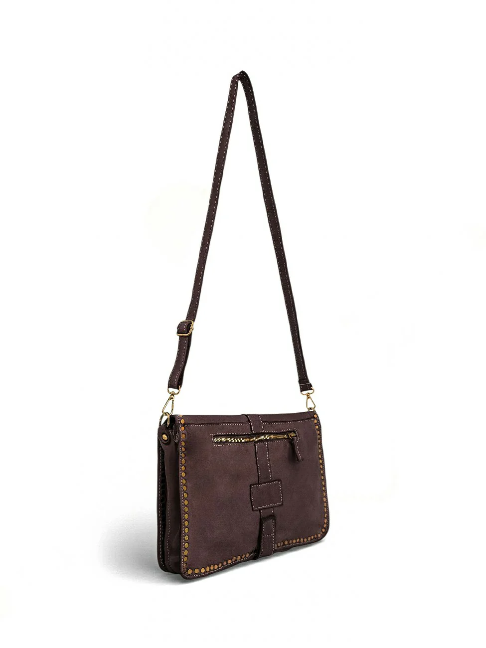 Sac besace en cuir vintage MISS K Marron Chocolat - Image 4