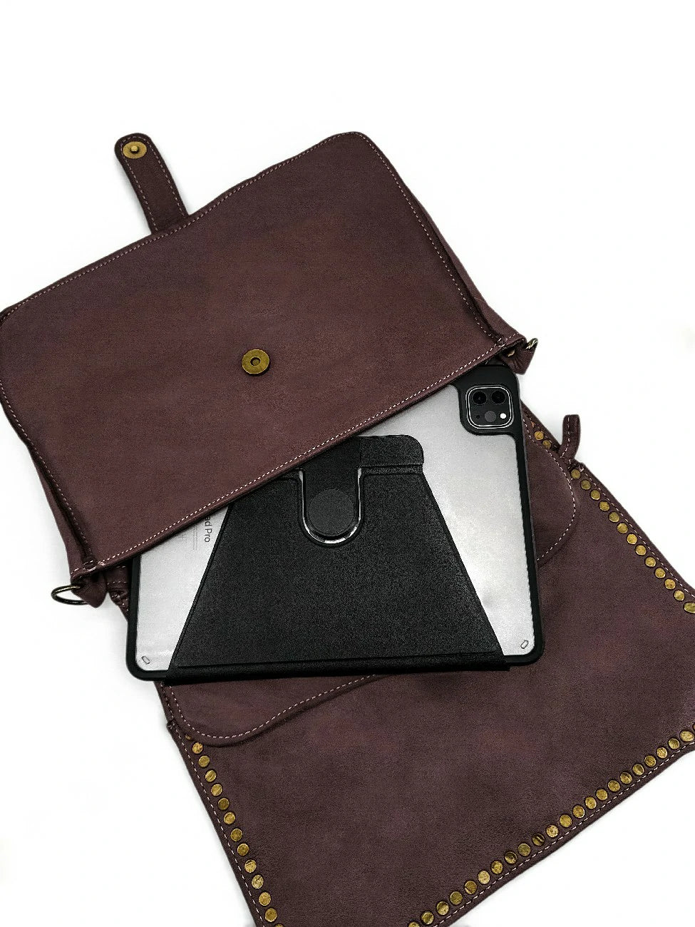 Sac besace en cuir vintage MISS K Marron Chocolat - Image 5