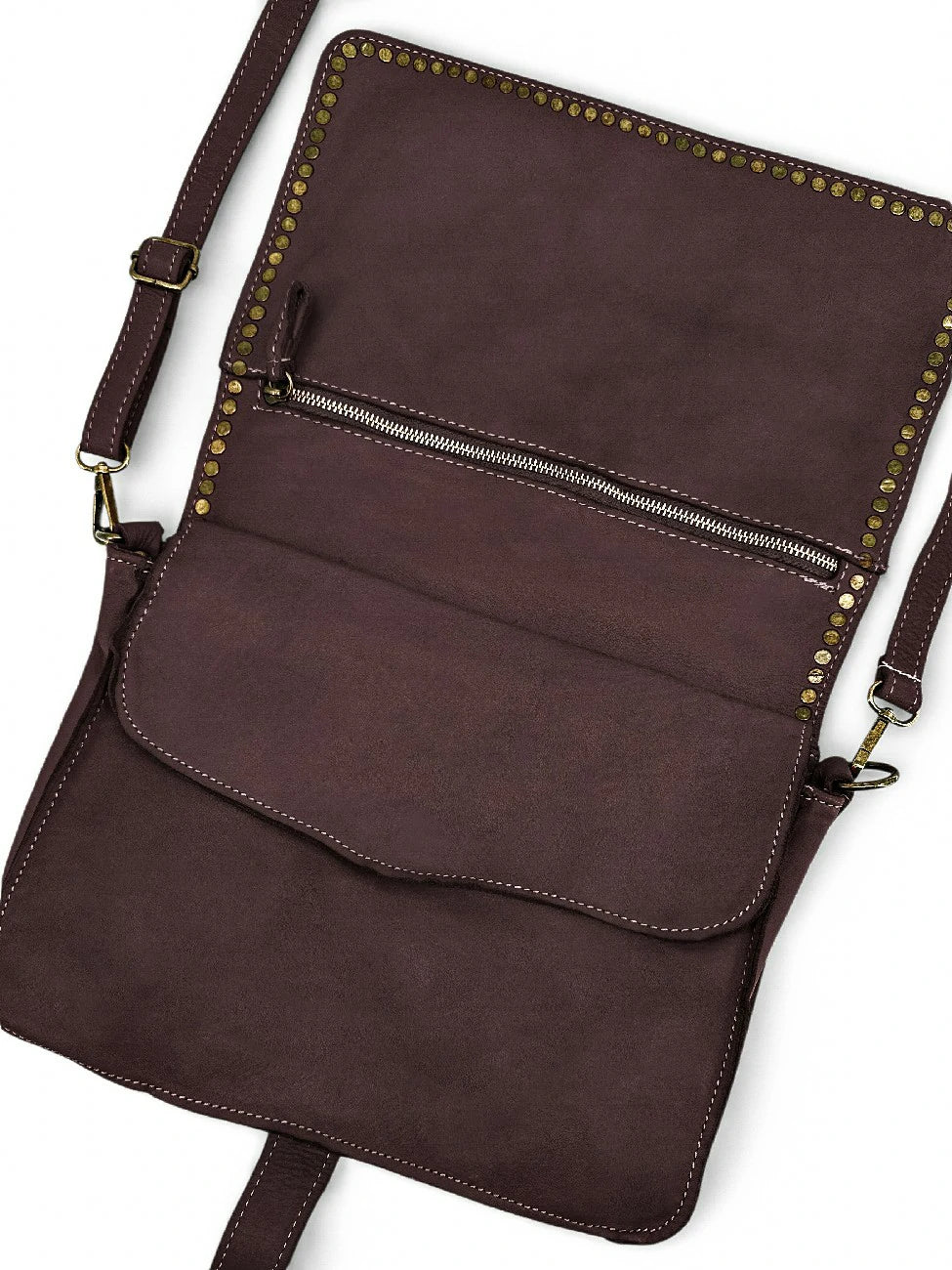 Sac besace en cuir vintage MISS K Marron Chocolat - Image 6