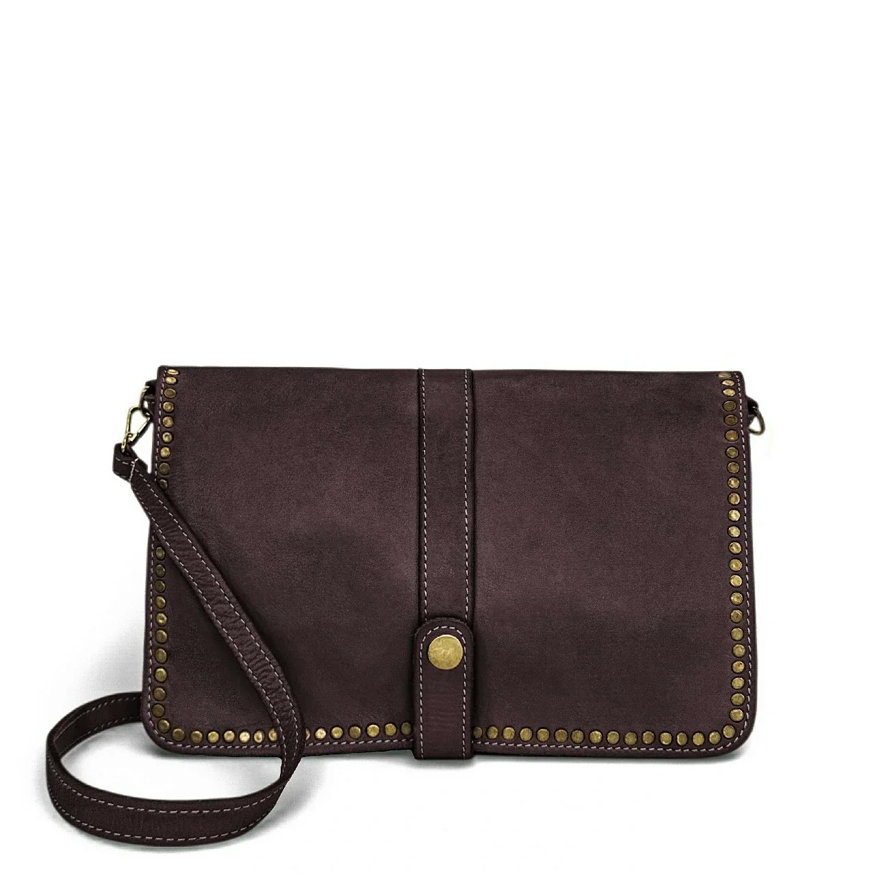 Sac besace en cuir vintage MISS K Marron Chocolat - Image 7