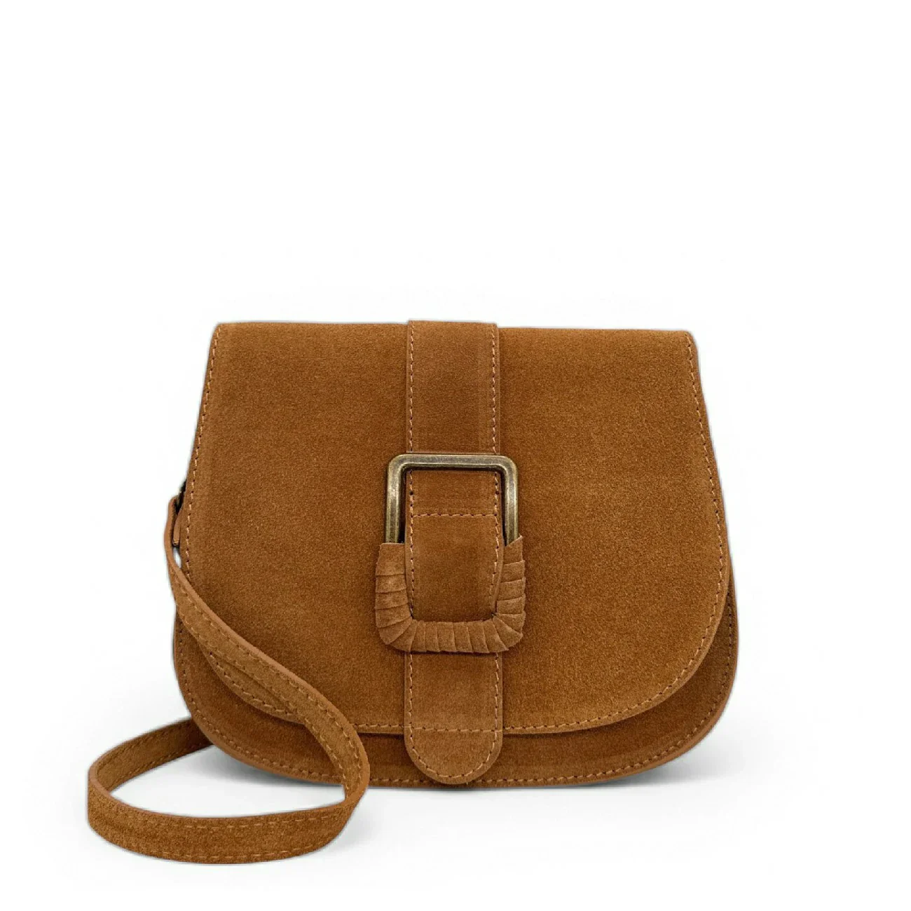 Sac besace en cuir daim ENID Marron Camel foncé - Image 4