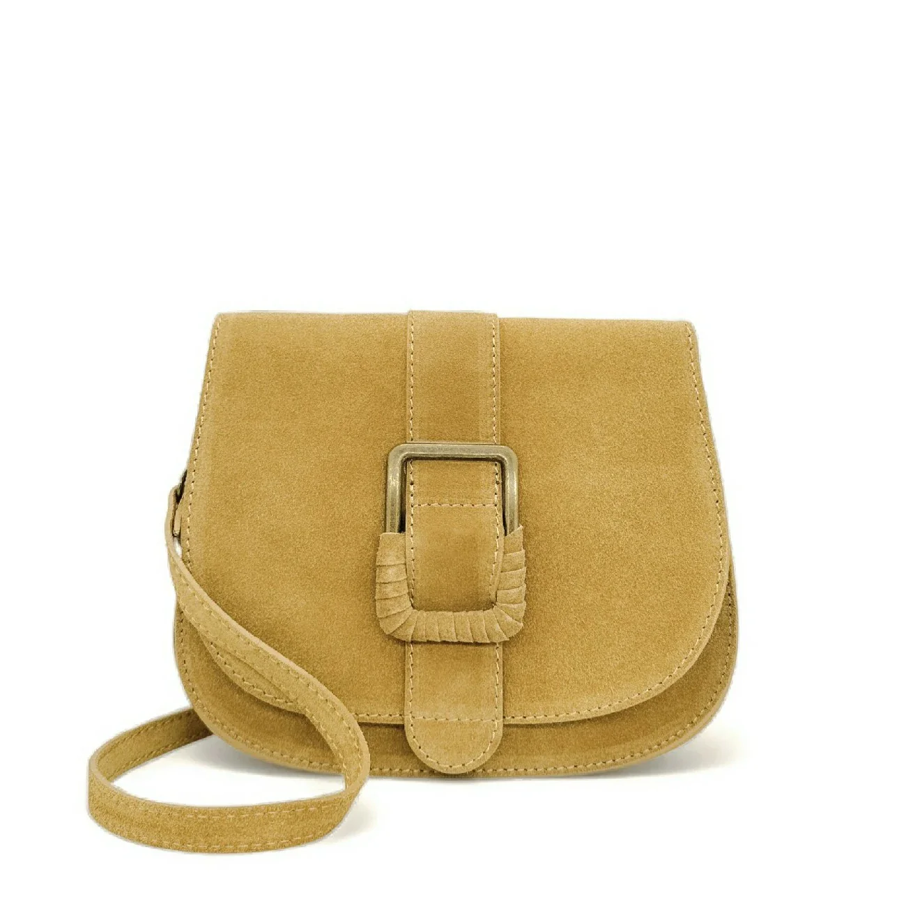 Sac besace en cuir daim ENID Soft jaune - Image 4