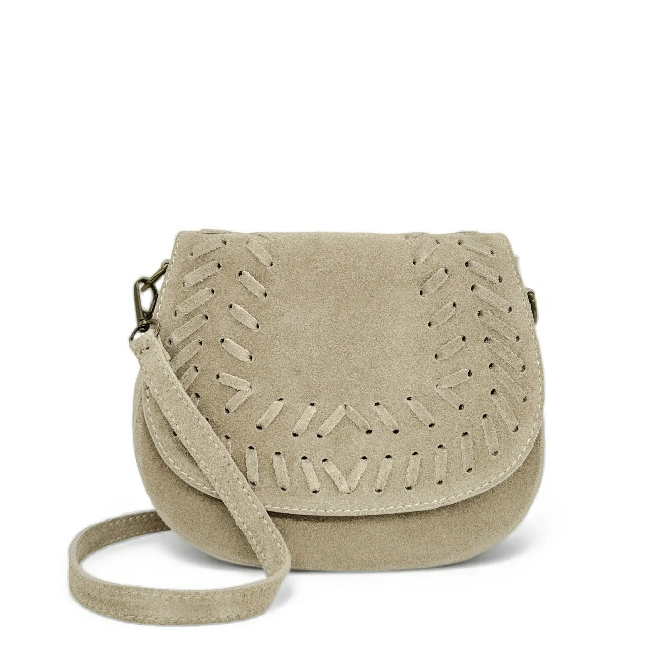 Sac besace en cuir daim SEDONA Beige crème - Image 7