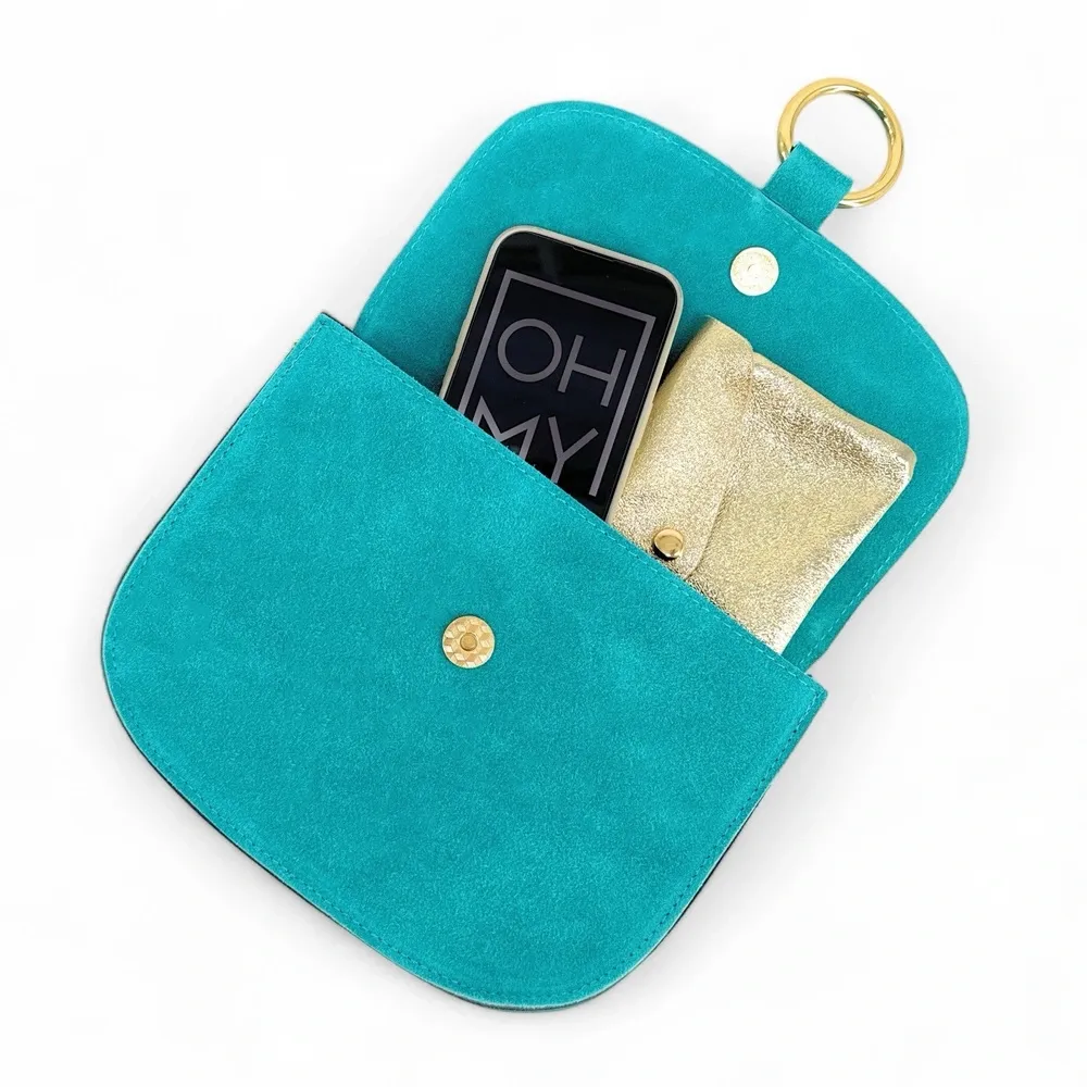 Sac besace en daim VELVET Bleu turquoise - Image 7