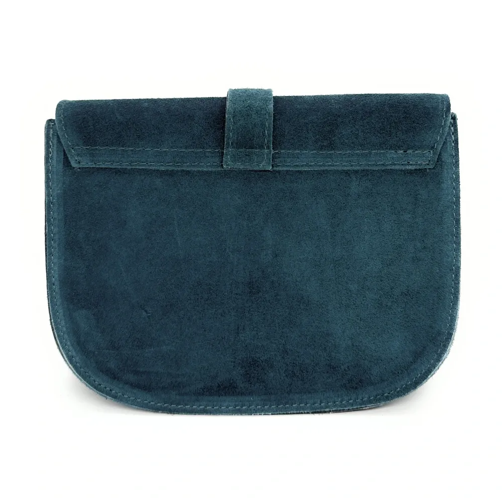 Sac besace en daim VELVET Bleu vert canard - Image 3