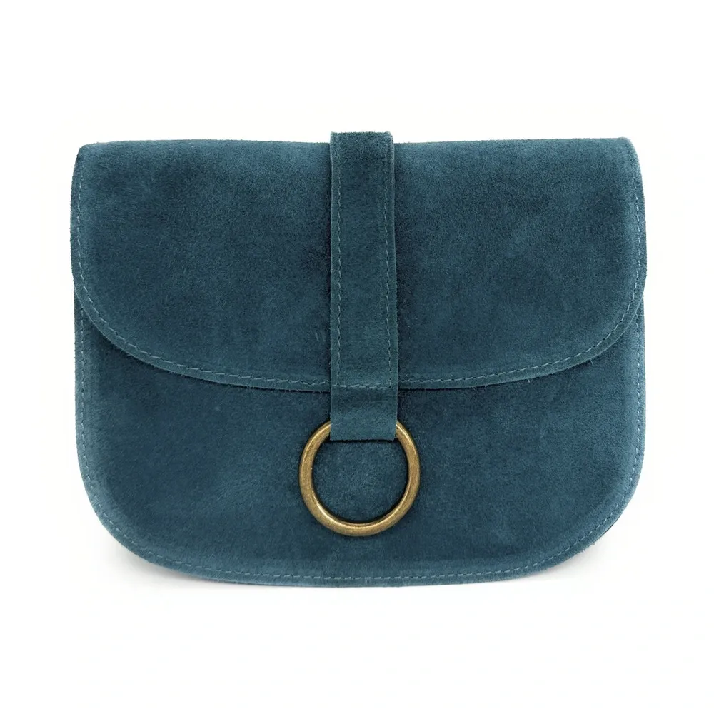 Sac besace en daim VELVET Bleu vert canard - Image 4