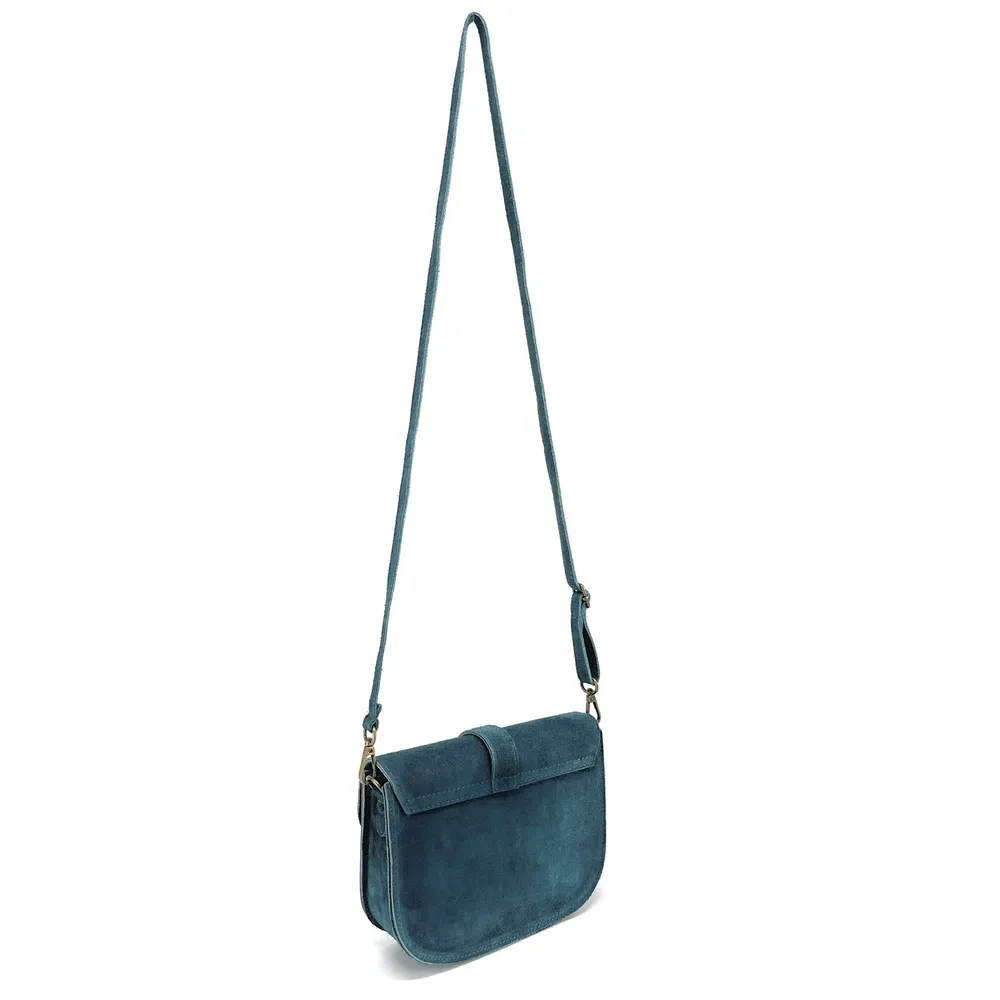 Sac besace en daim VELVET Bleu vert canard - Image 6