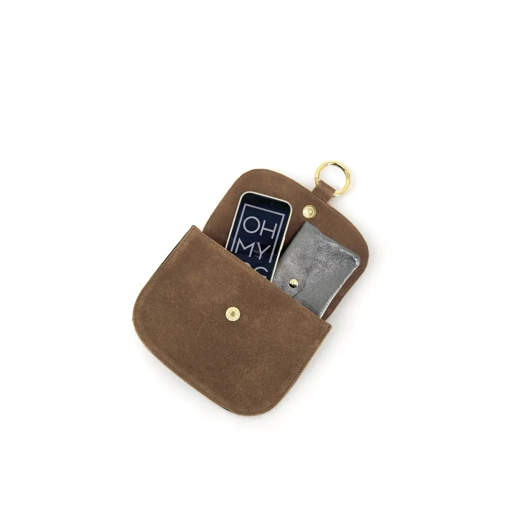 Sac besace en daim VELVET Taupe foncé - Image 6