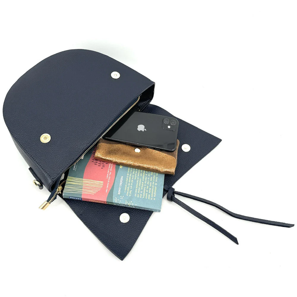Sac besace en cuir grainé ECLIPSE Bleu marine - Image 5