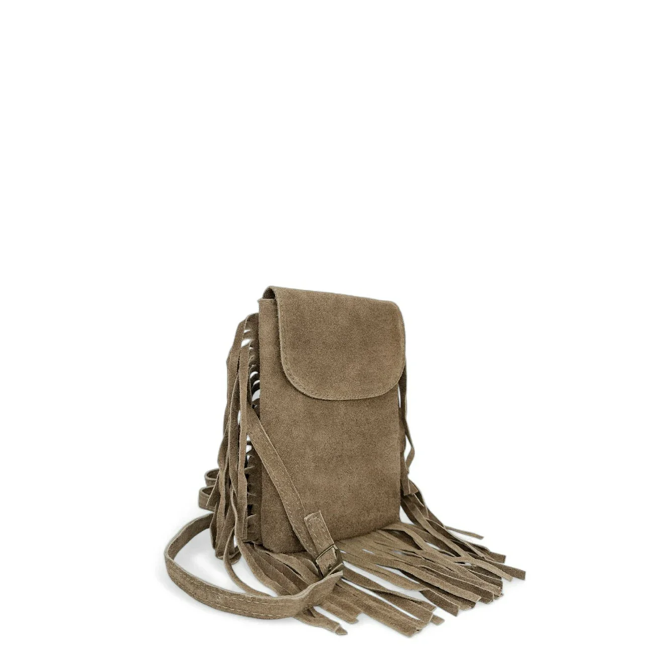 Sac besace en croûte de cuir ODINA Taupe - Image 2