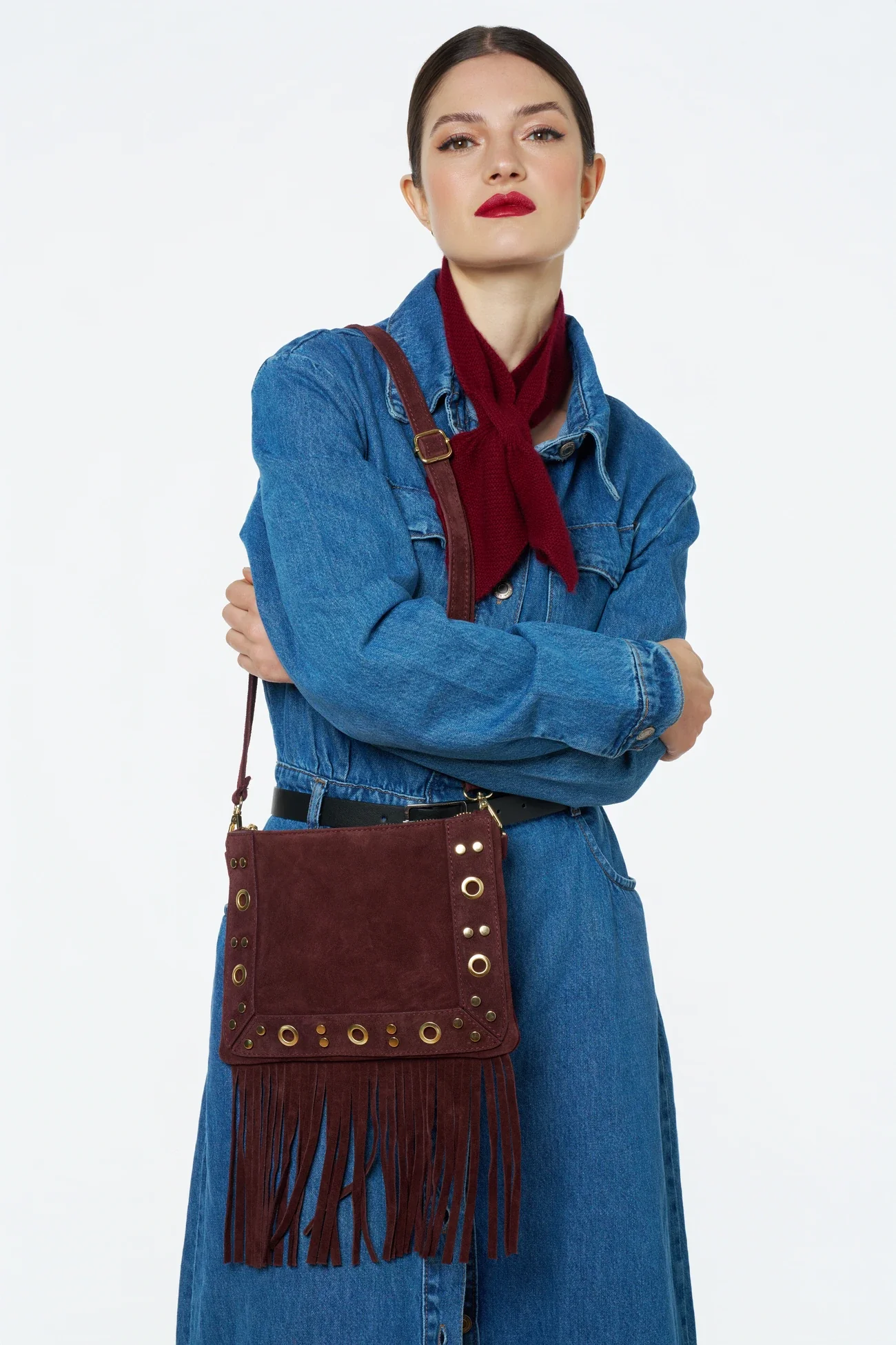 Sac besace en croûte de cuir YEPA Bordeaux - Image 2