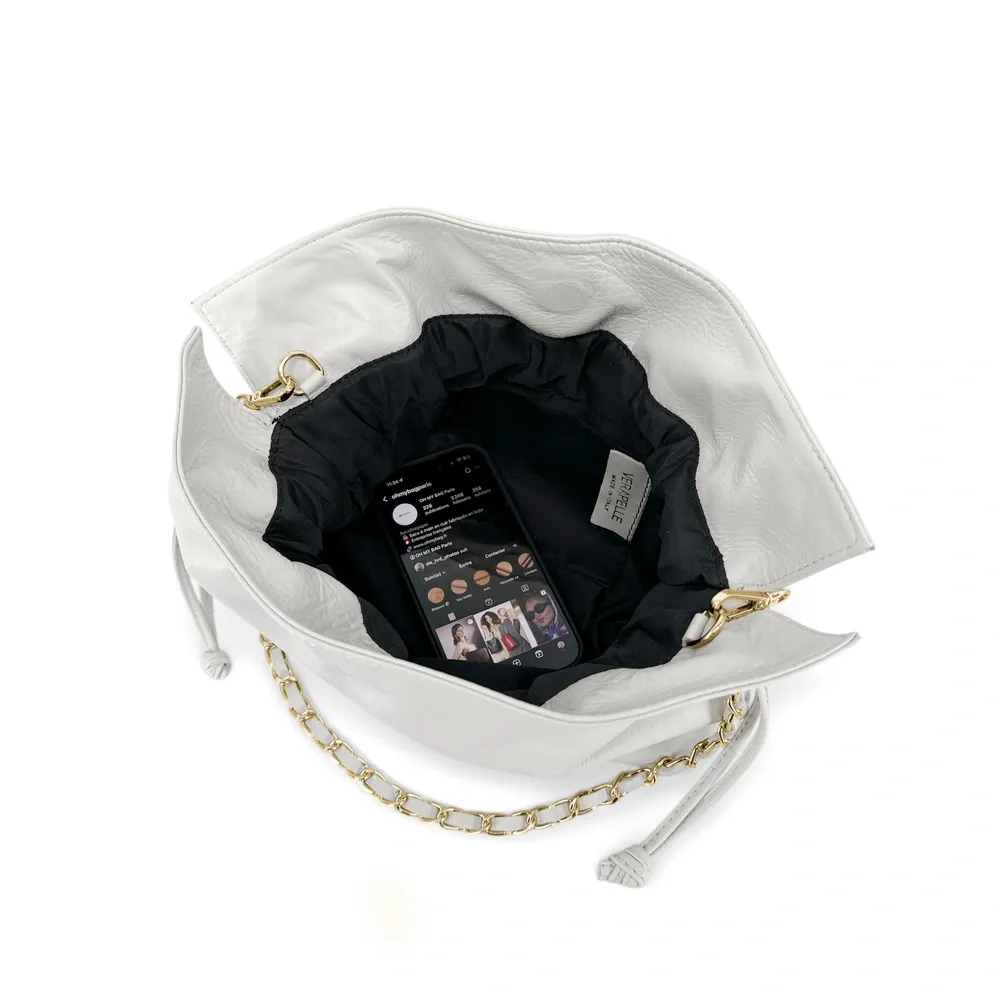 Sac bourse en cuir box calf SISSI Blanc - Image 6